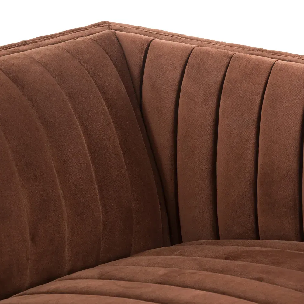 Leo Channel Tufted Sofa - Auburn, Velvet