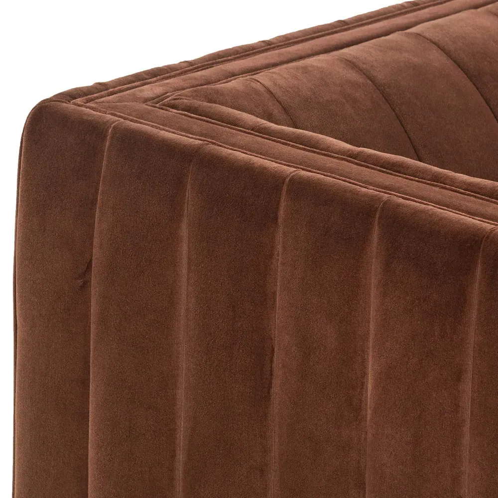 Leo Channel Tufted Sofa - Auburn, Velvet