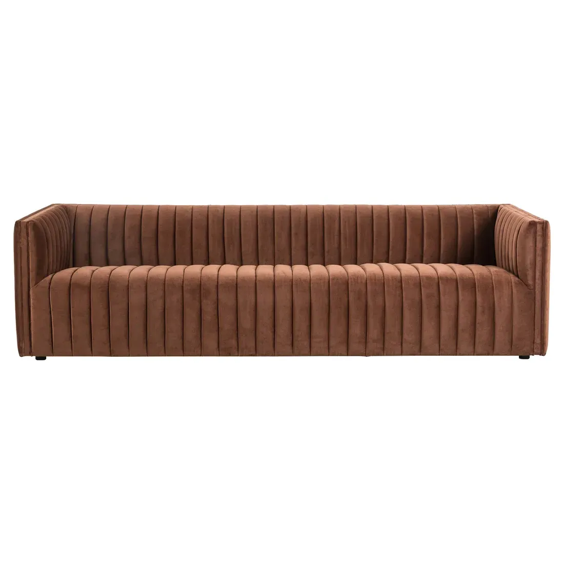 Leo Channel Tufted Sofa - Auburn, Velvet