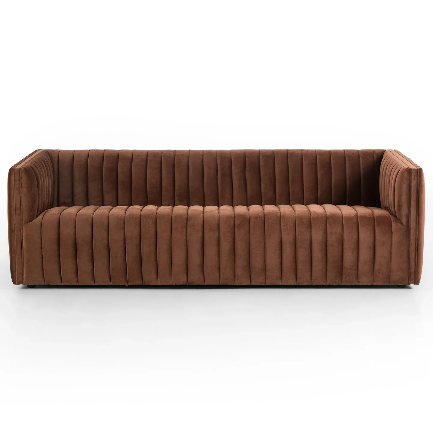 Leo Channel Tufted Sofa - Auburn, Velvet