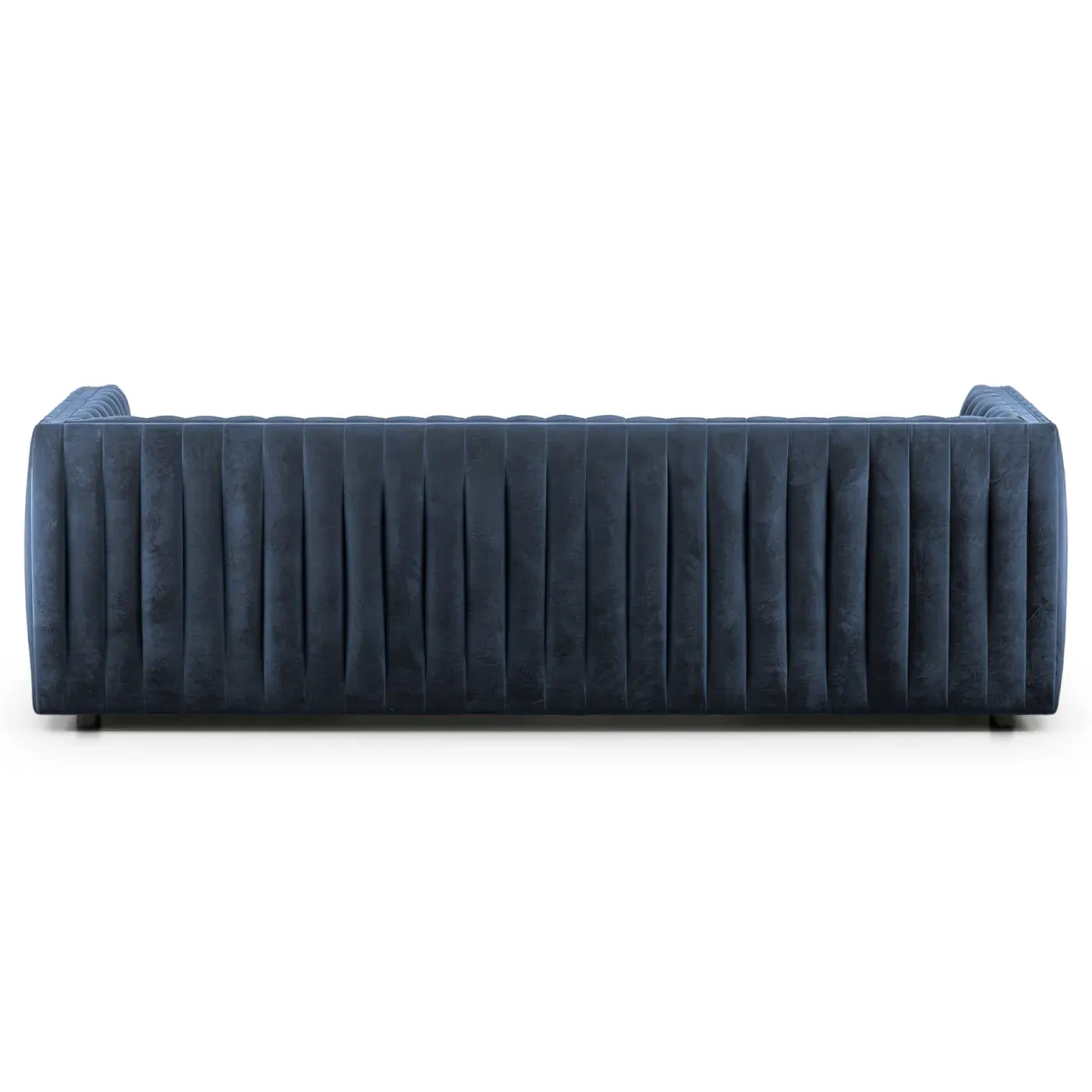 Leo Channel Tufted Sofa - Blue, Velvet