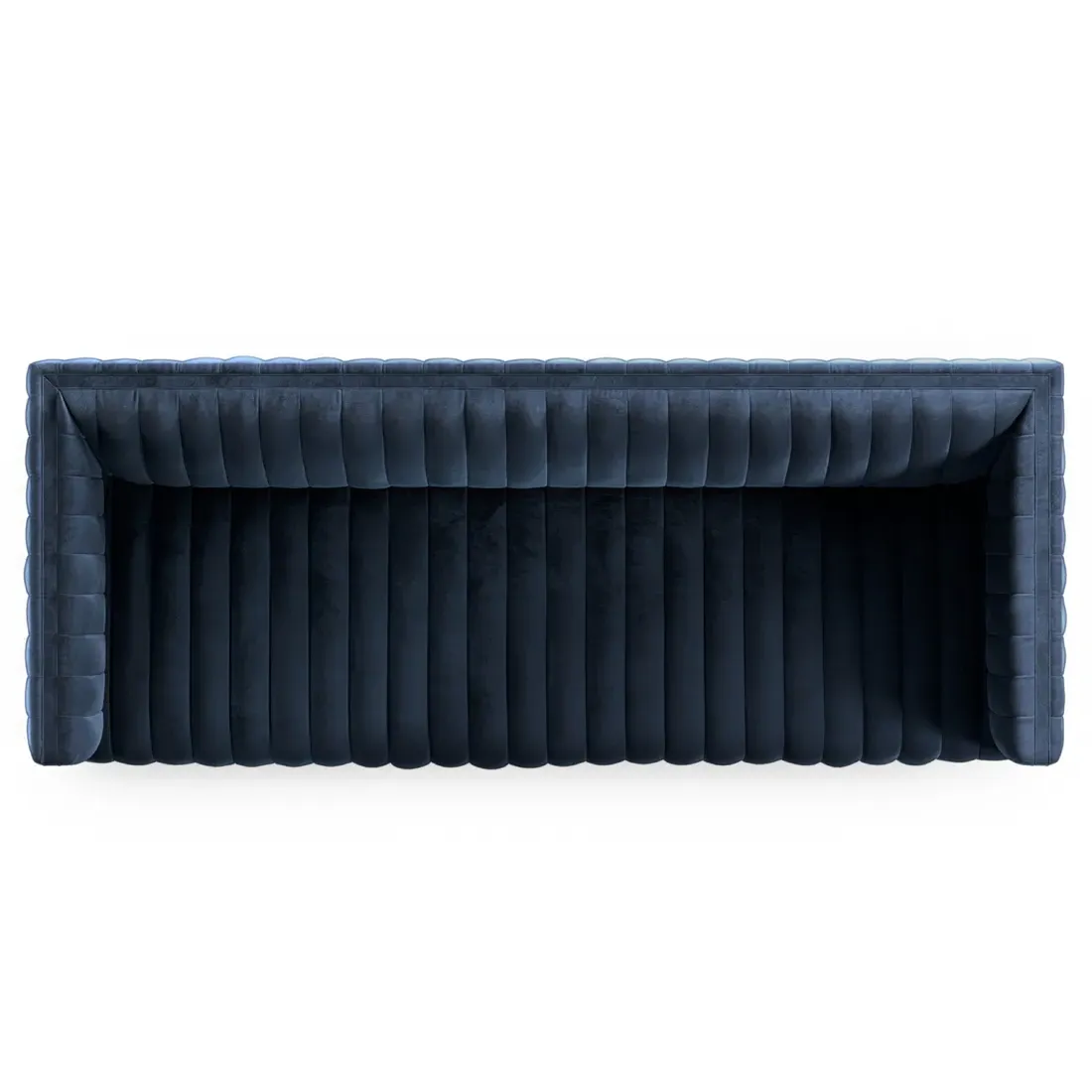 Leo Channel Tufted Sofa - Blue, Velvet