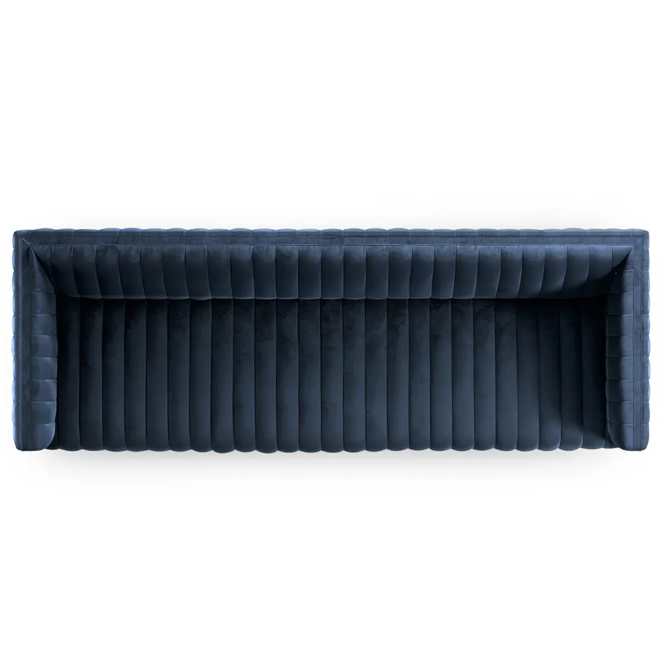Leo Channel Tufted Sofa - Blue, Velvet