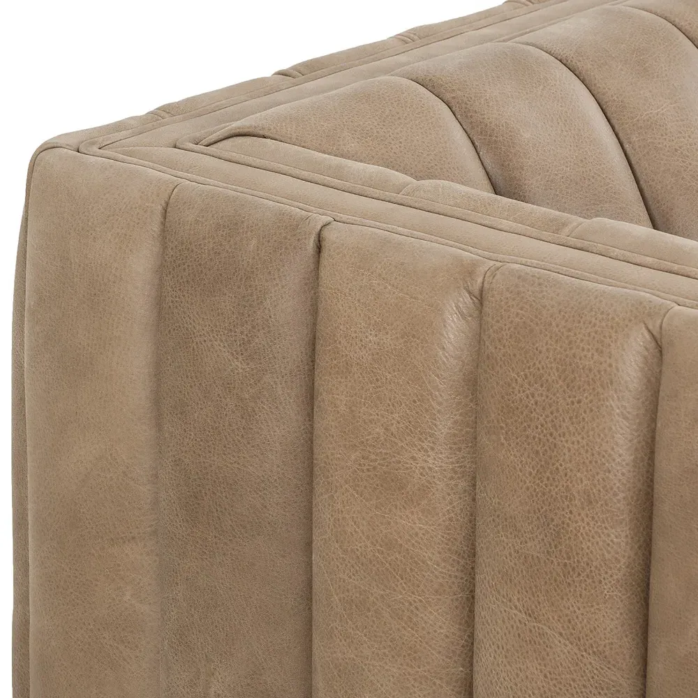 Leo Channel Tufted Sofa - Brown, Leather