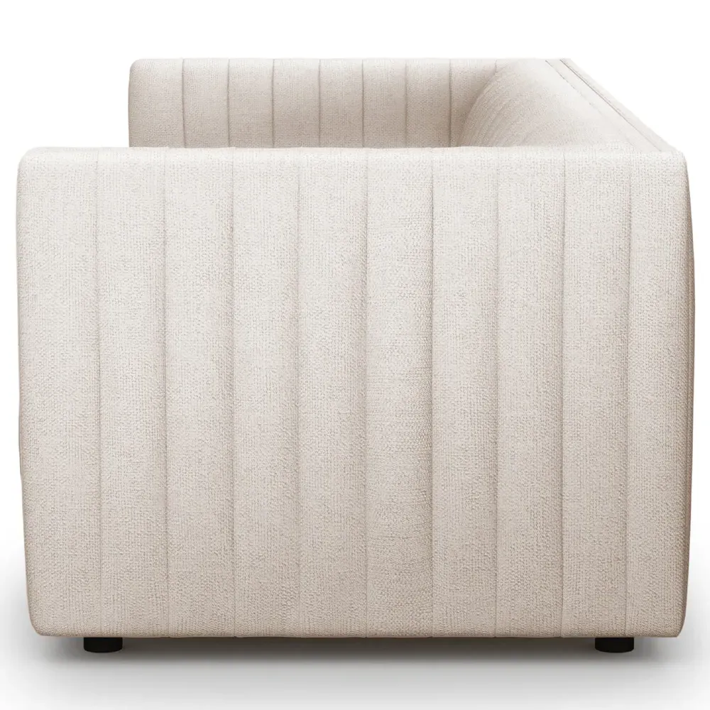 Leo Channel Tufted Sofa - Cream, Performance Fabric