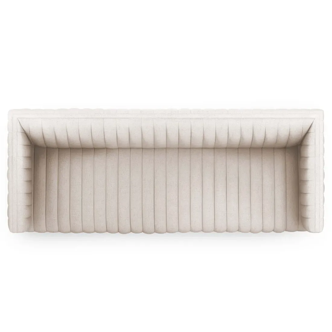 Leo Channel Tufted Sofa - Cream, Performance Fabric