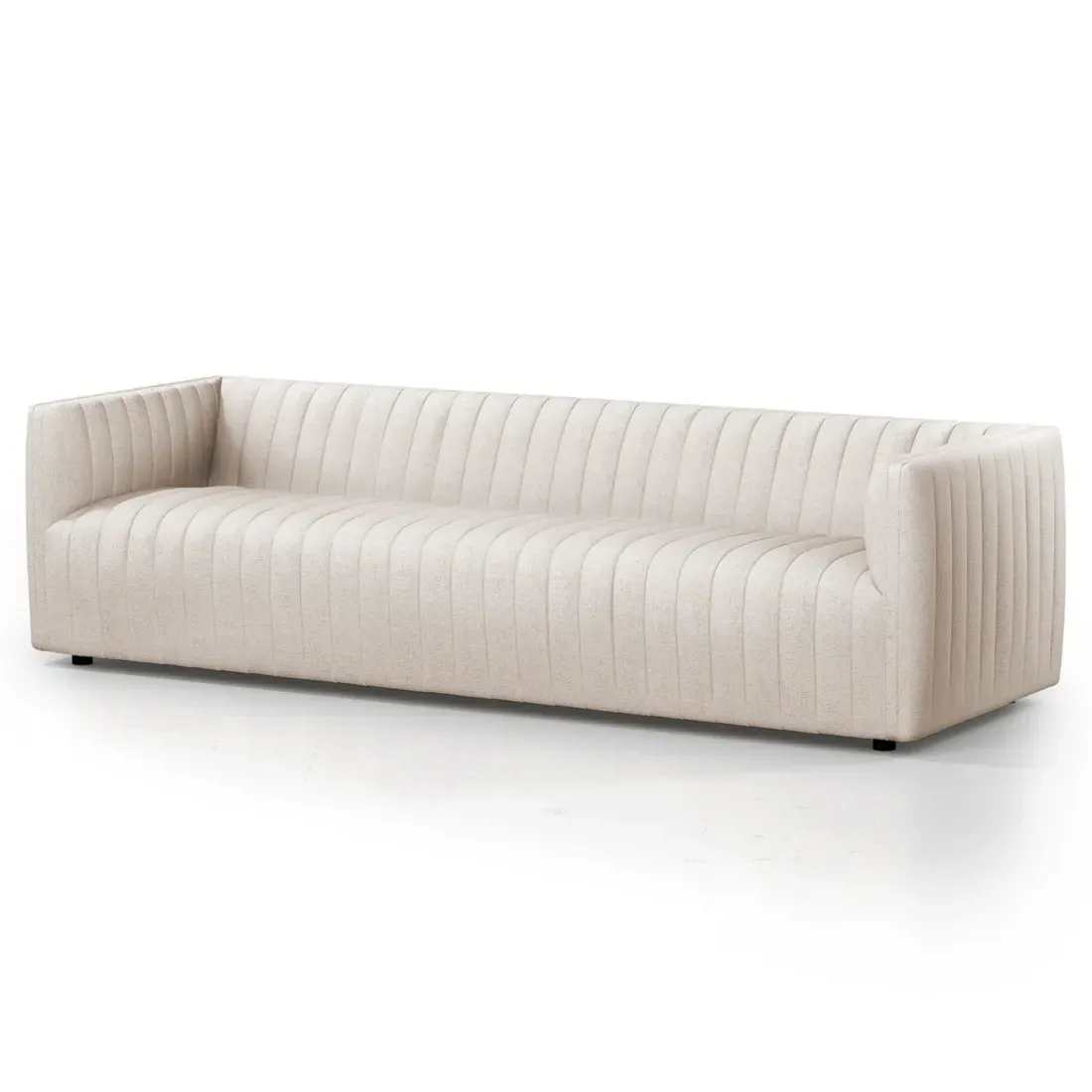 Leo Channel Tufted Sofa - Cream, Performance Fabric