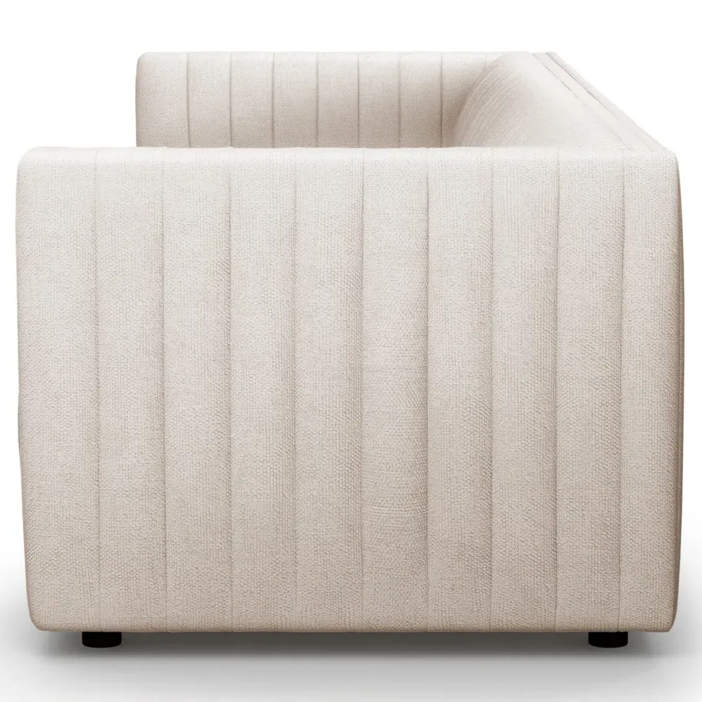 Leo Channel Tufted Sofa - Cream, Performance Fabric