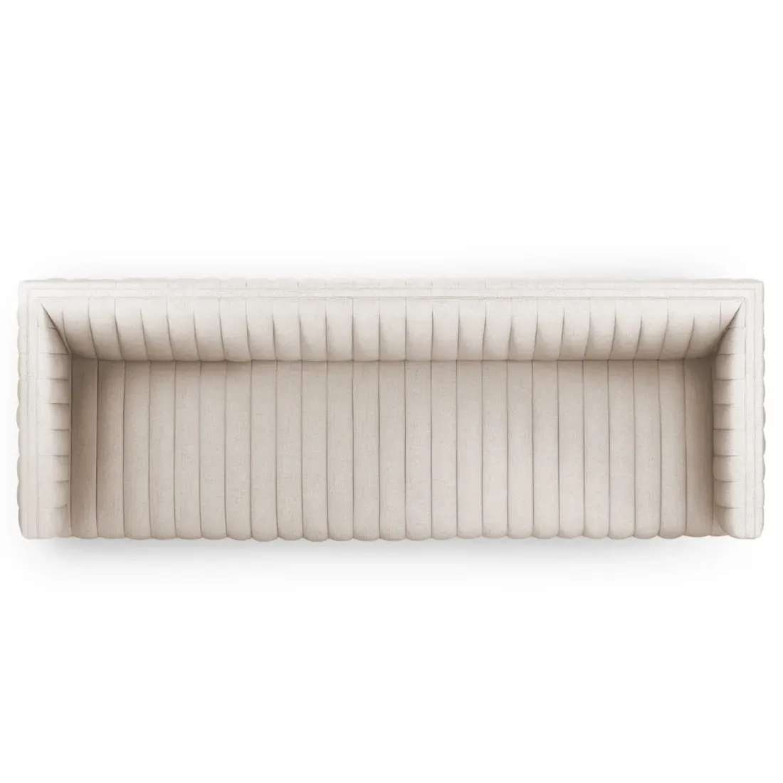 Leo Channel Tufted Sofa - Cream, Performance Fabric