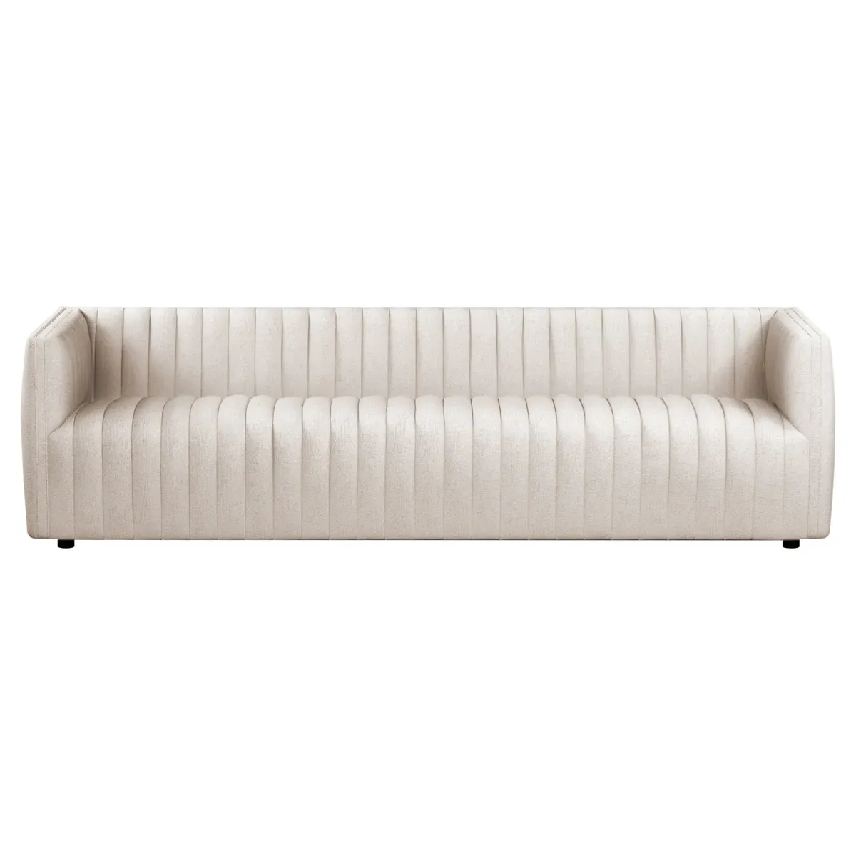 Leo Channel Tufted Sofa - Cream, Performance Fabric