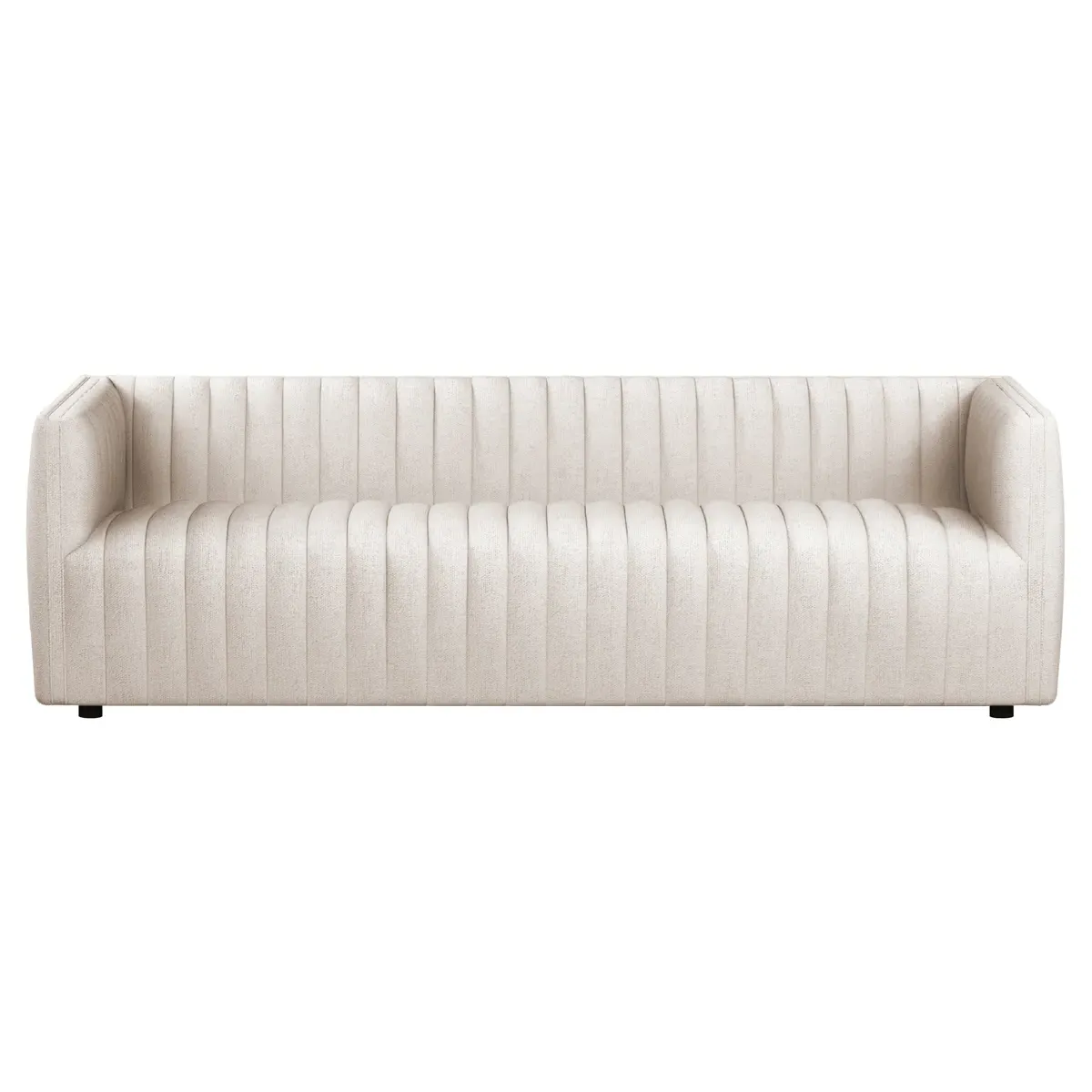 Leo Channel Tufted Sofa - Cream, Performance Fabric