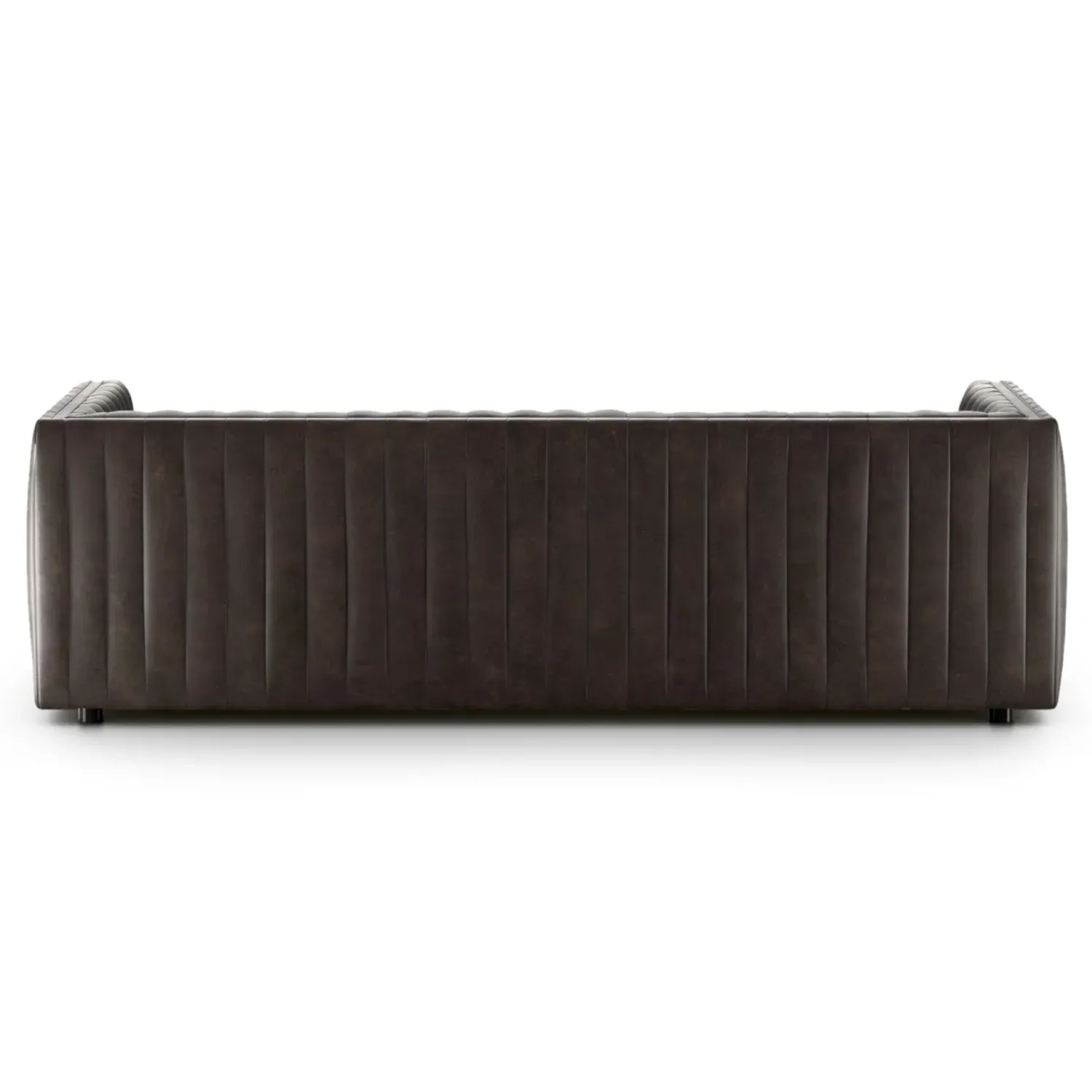 Leo Channel Tufted Sofa - Dark Brown, Leather