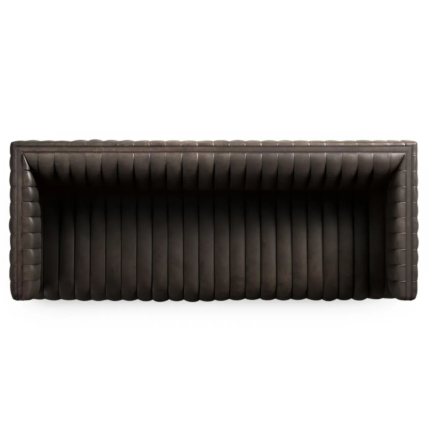 Leo Channel Tufted Sofa - Dark Brown, Leather