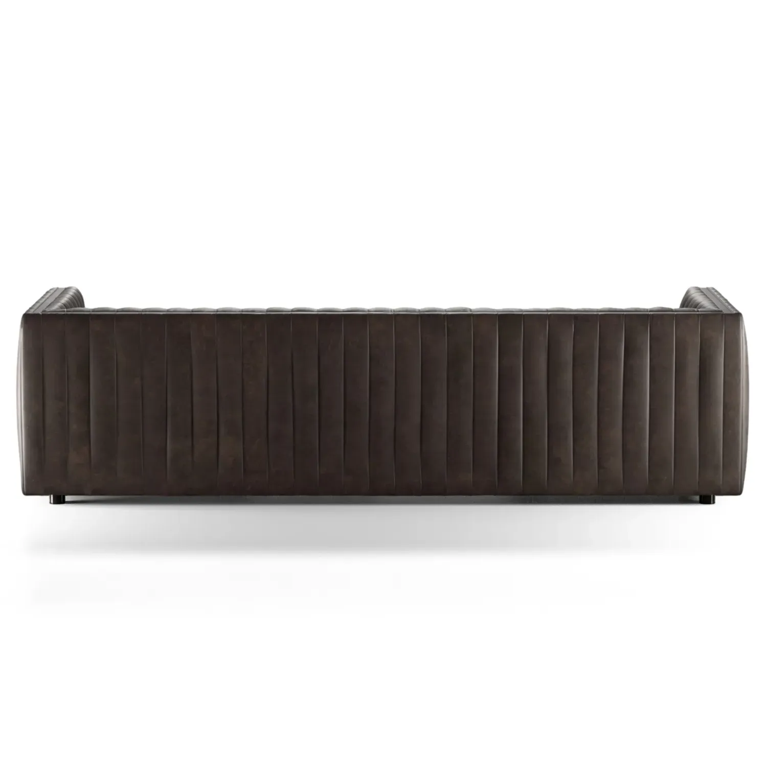 Leo Channel Tufted Sofa - Dark Brown, Leather