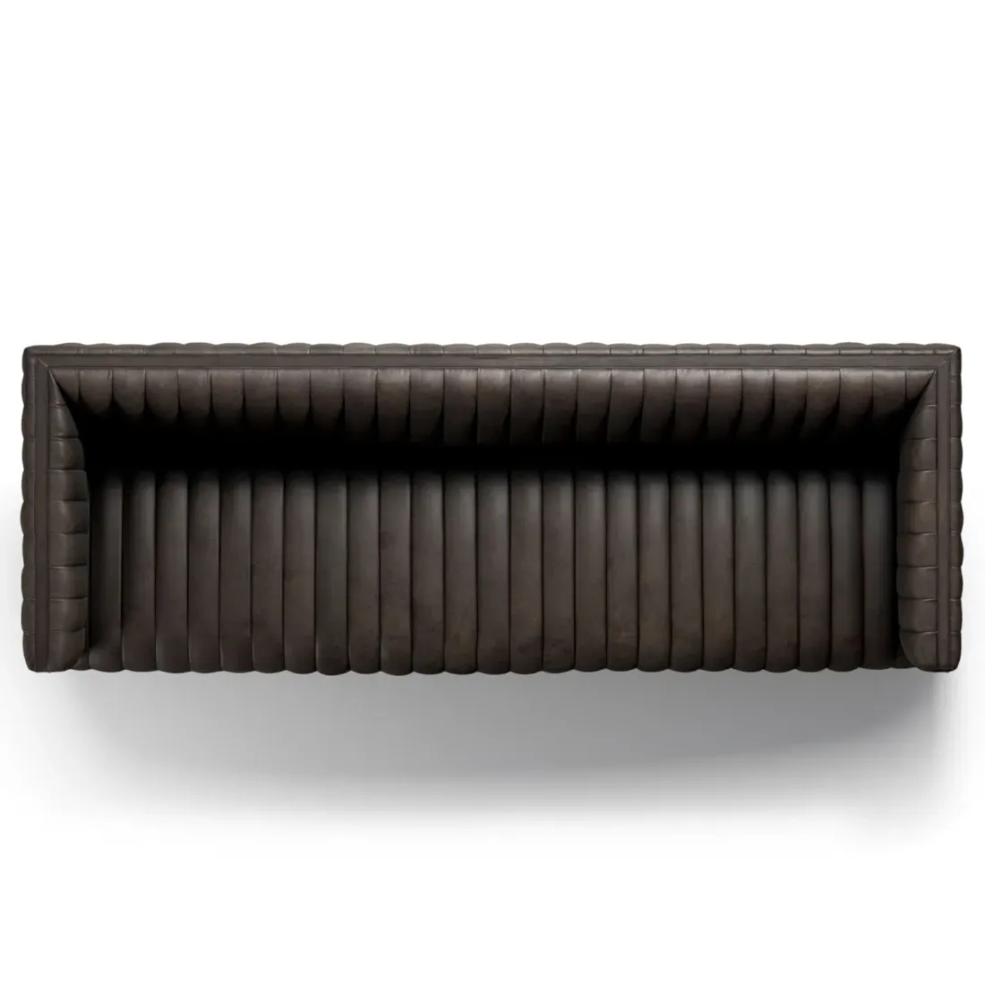 Leo Channel Tufted Sofa - Dark Brown, Leather