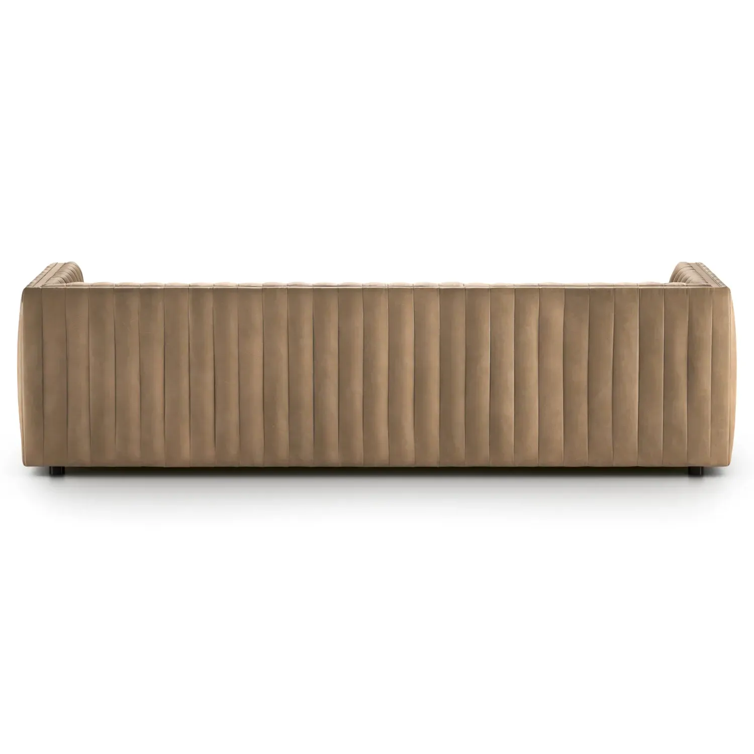 Leo Channel Tufted Sofa - Taupe, Leather