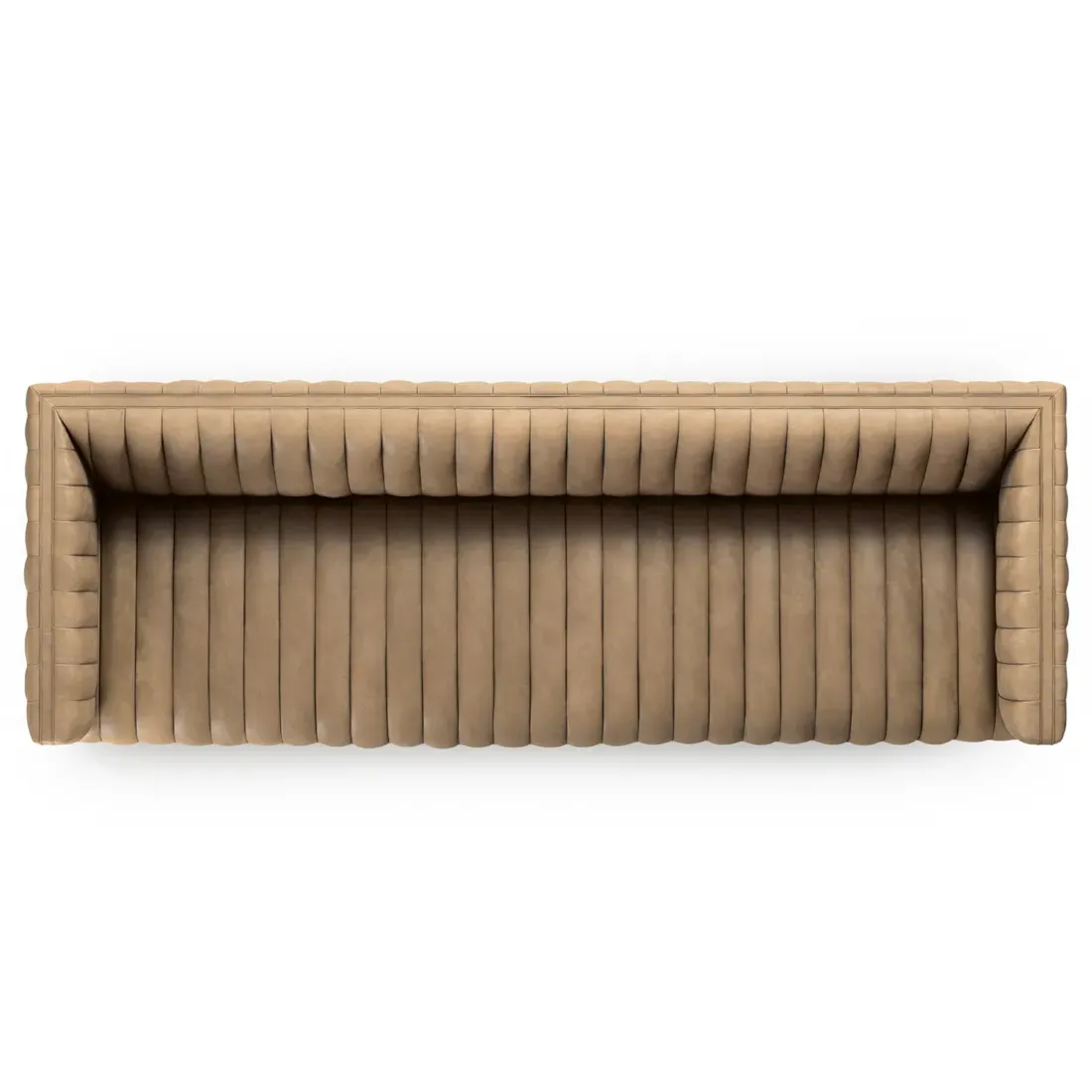 Leo Channel Tufted Sofa - Taupe, Leather