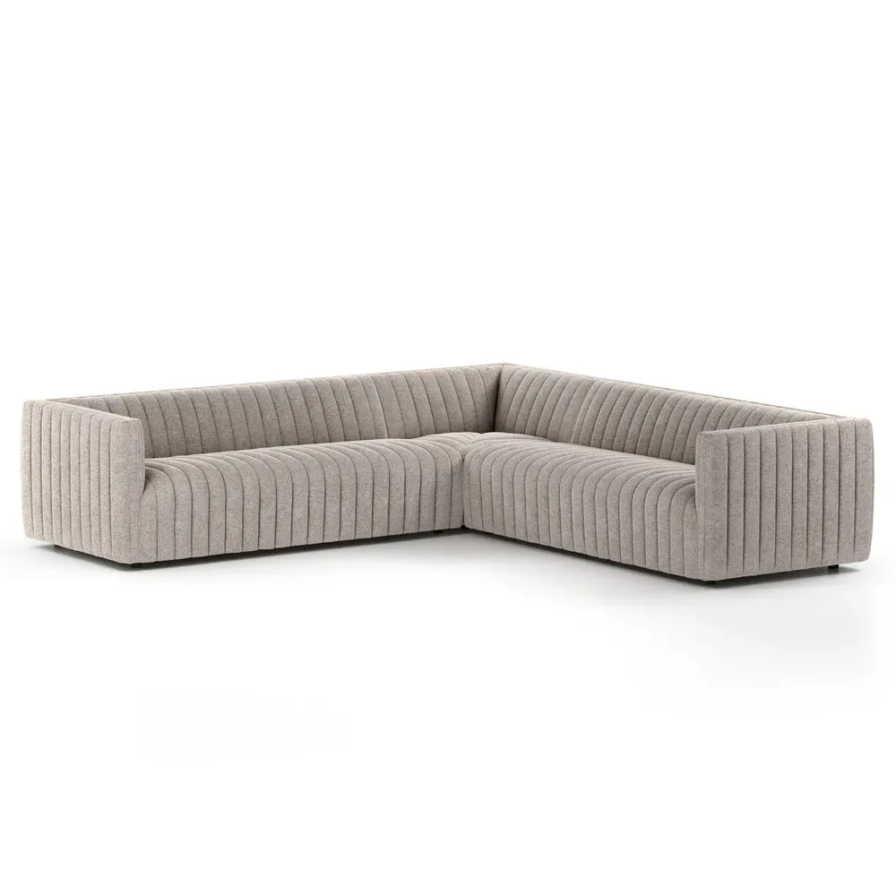 Leo Corner Channel Tufted Sectional - Grey, Polyester