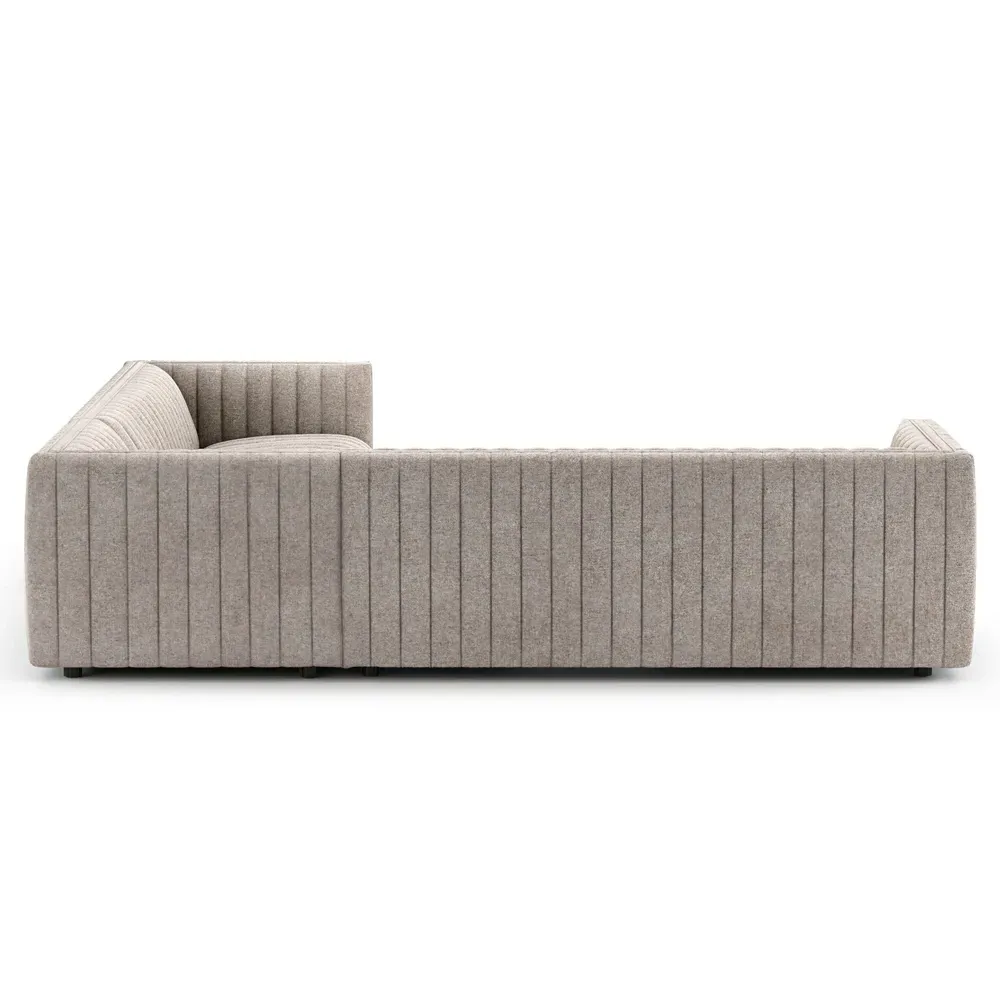 Leo Corner Channel Tufted Sectional - Grey, Polyester