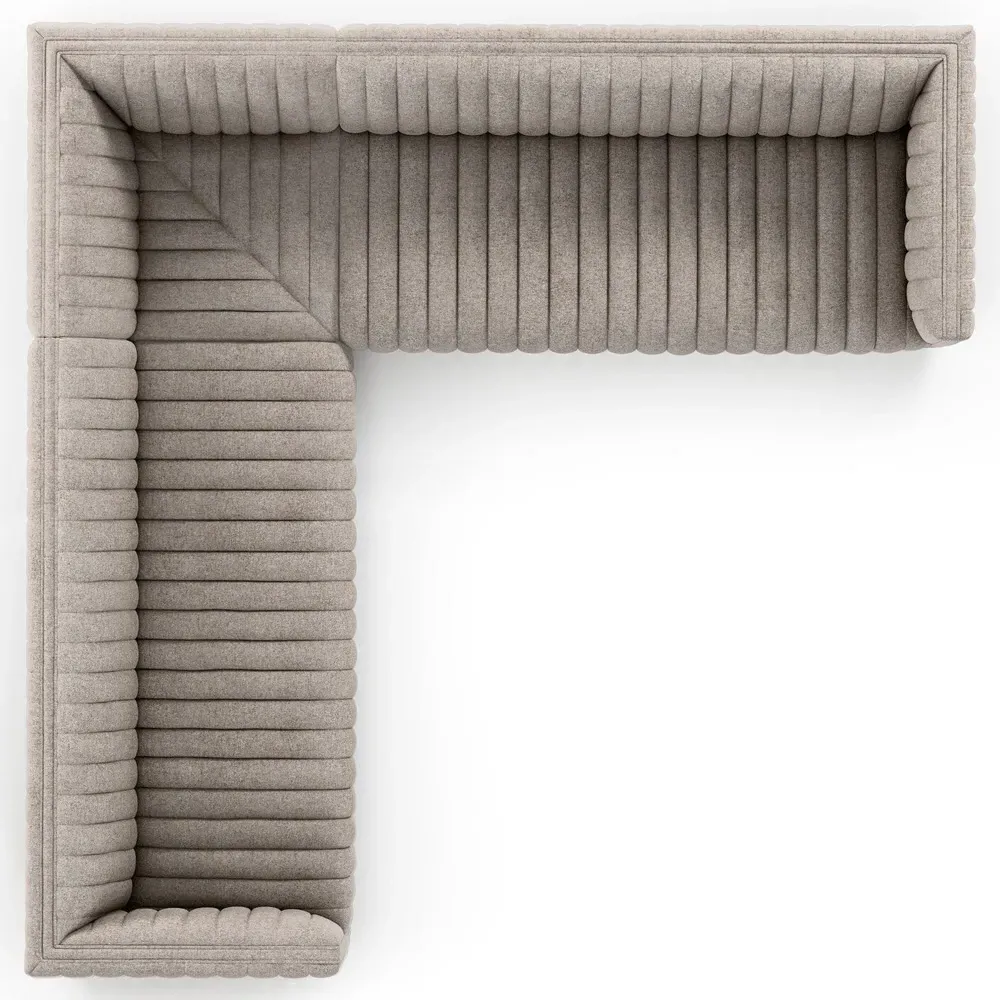 Leo Corner Channel Tufted Sectional - Grey, Polyester