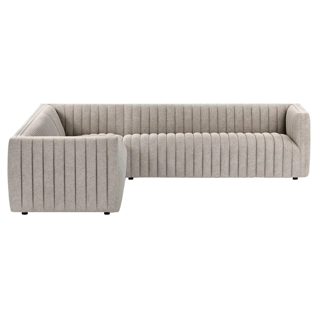 Leo Corner Channel Tufted Sectional - Grey, Polyester