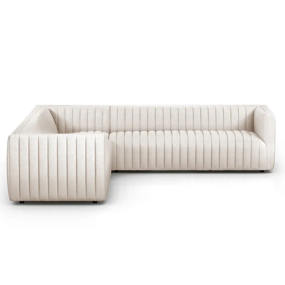 Leo Corner Channel Tufted Sectional - White, Performance