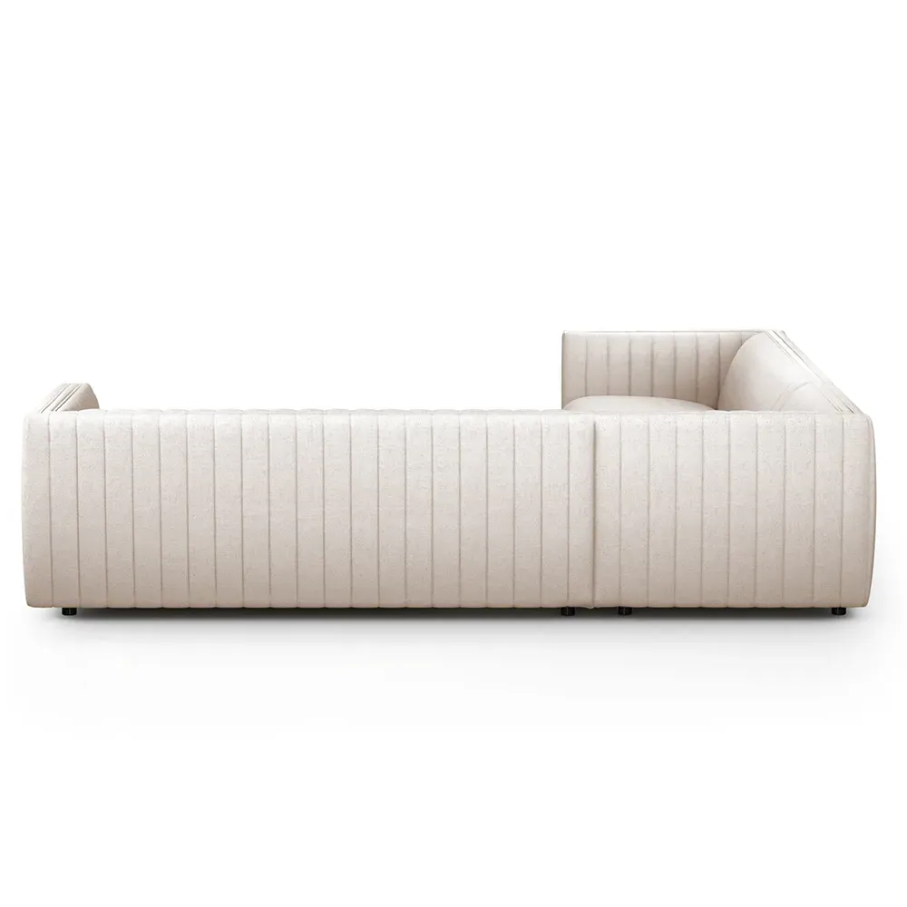 Leo Corner Channel Tufted Sectional - White, Performance