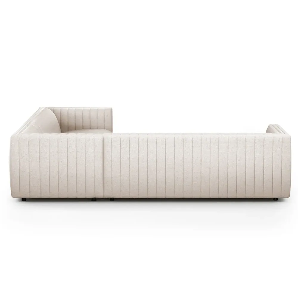 Leo Corner Channel Tufted Sectional - White, Performance