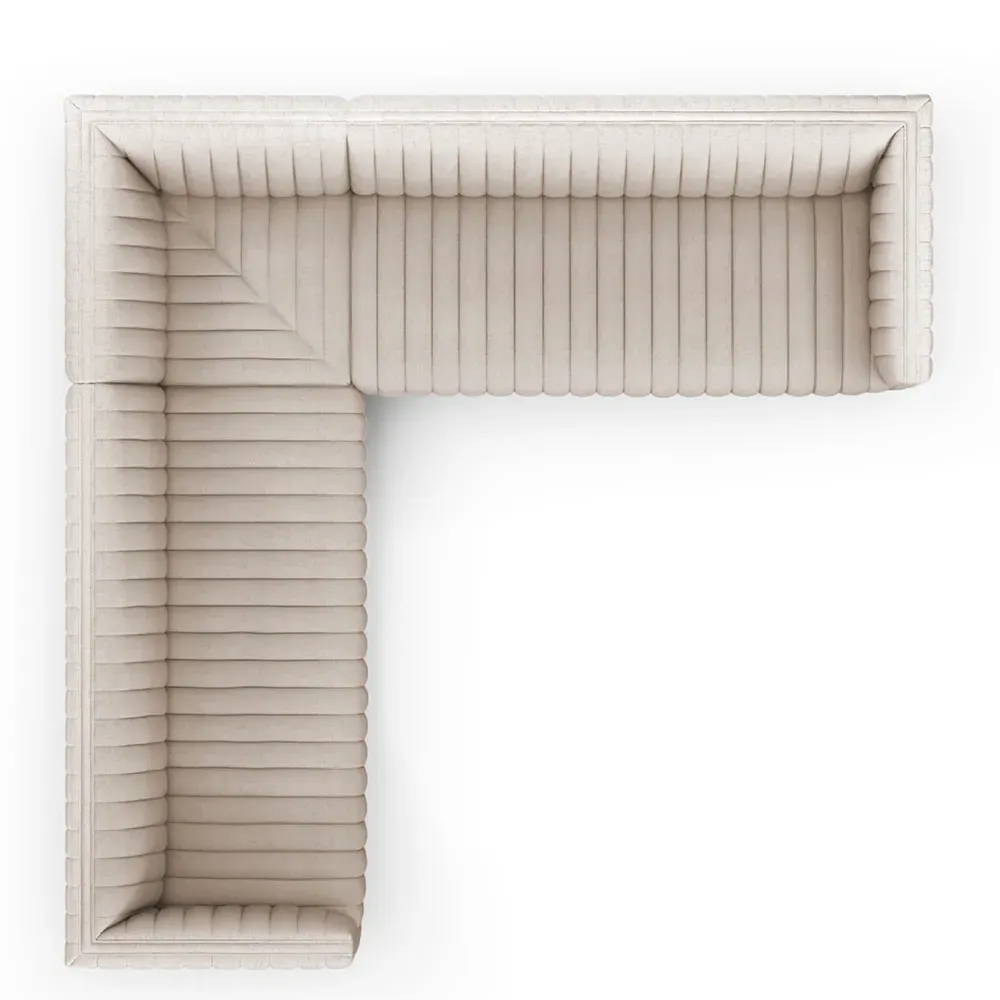 Leo Corner Channel Tufted Sectional - White, Performance