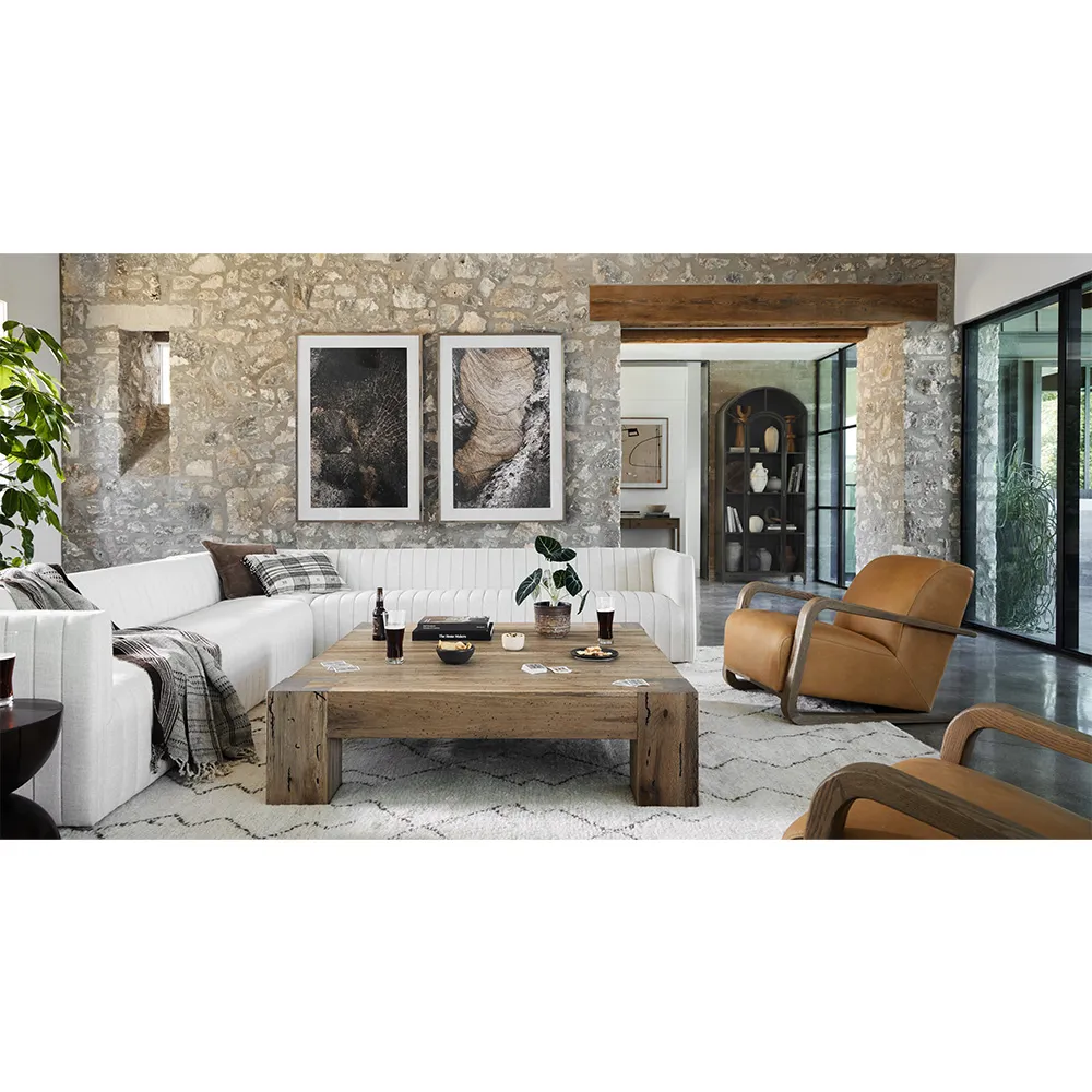 Leo Corner Channel Tufted Sectional - White, Performance