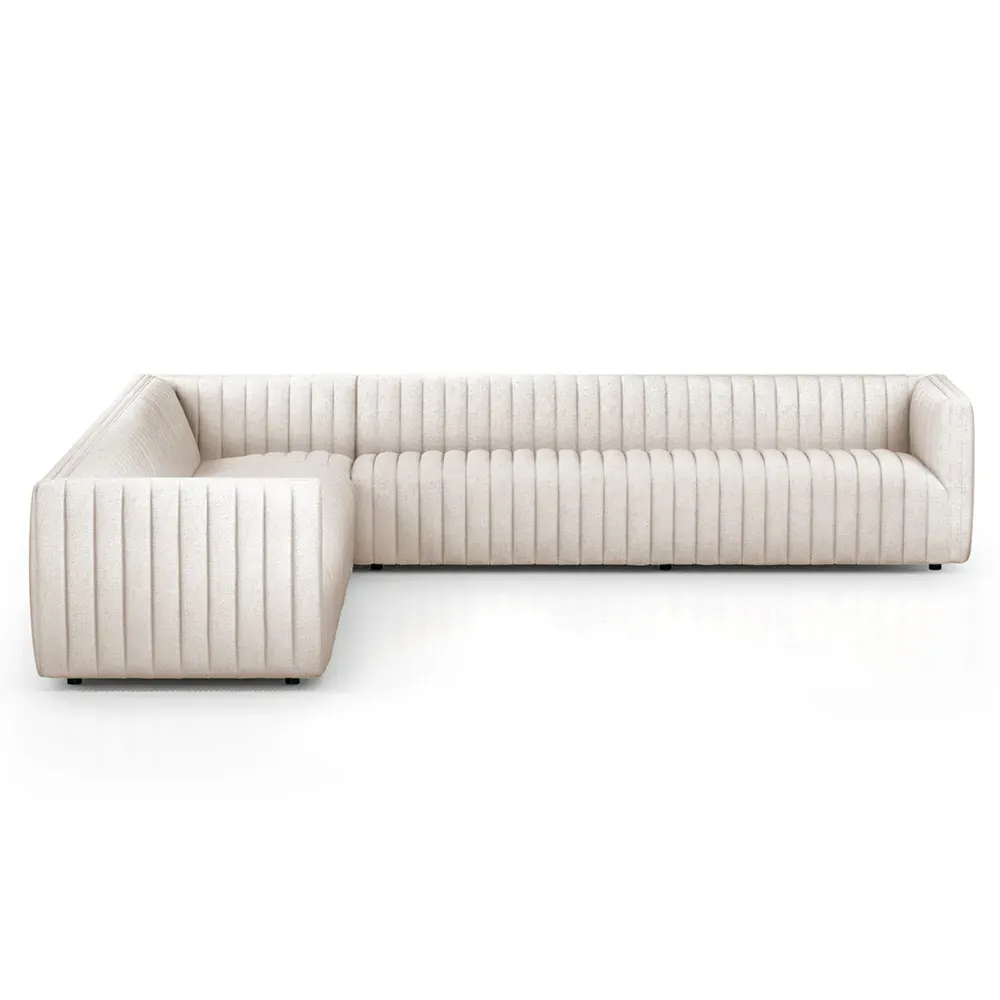 Leo Corner Channel Tufted Sectional - White, Performance