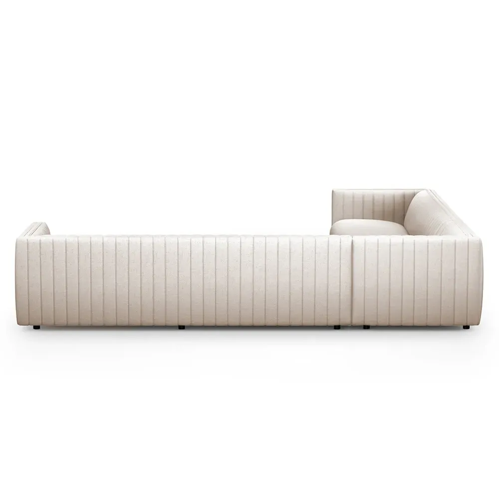 Leo Corner Channel Tufted Sectional - White, Performance