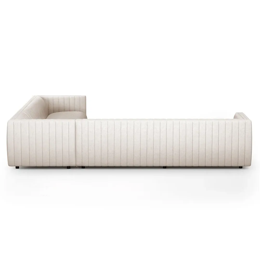 Leo Corner Channel Tufted Sectional - White, Performance