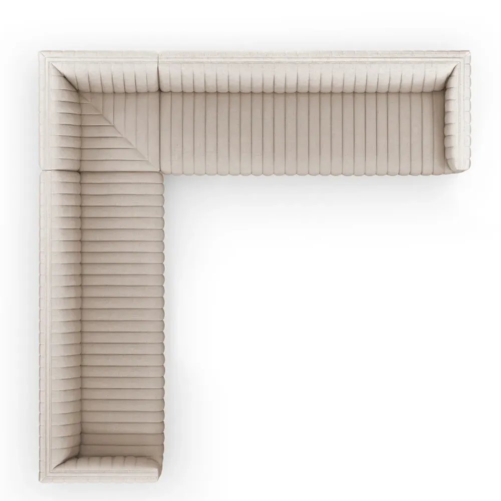 Leo Corner Channel Tufted Sectional - White, Performance