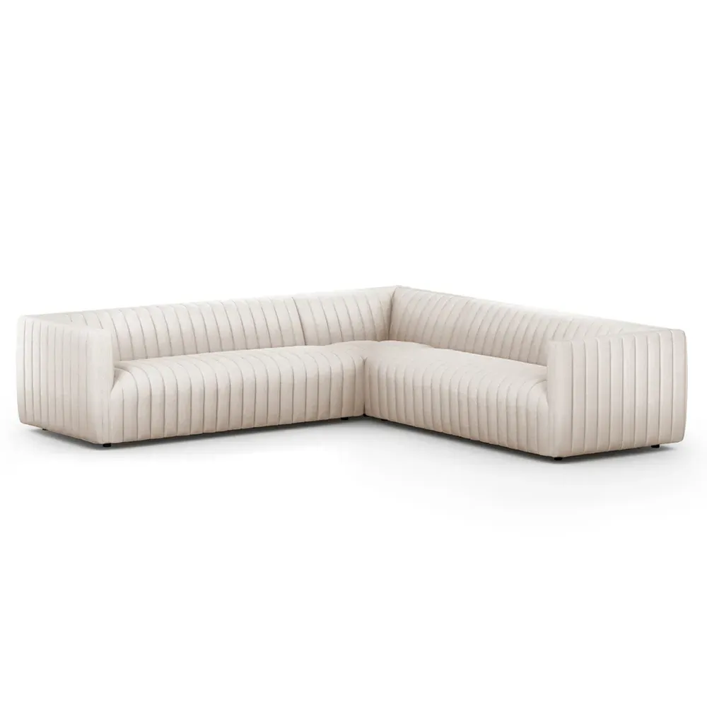 Leo Corner Channel Tufted Sectional - White, Performance