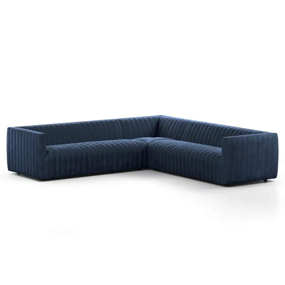 Leo Corner Sectional Sofa - Blue, Velvet