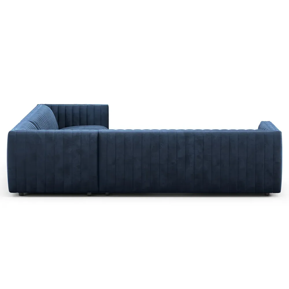 Leo Corner Sectional Sofa - Blue, Velvet