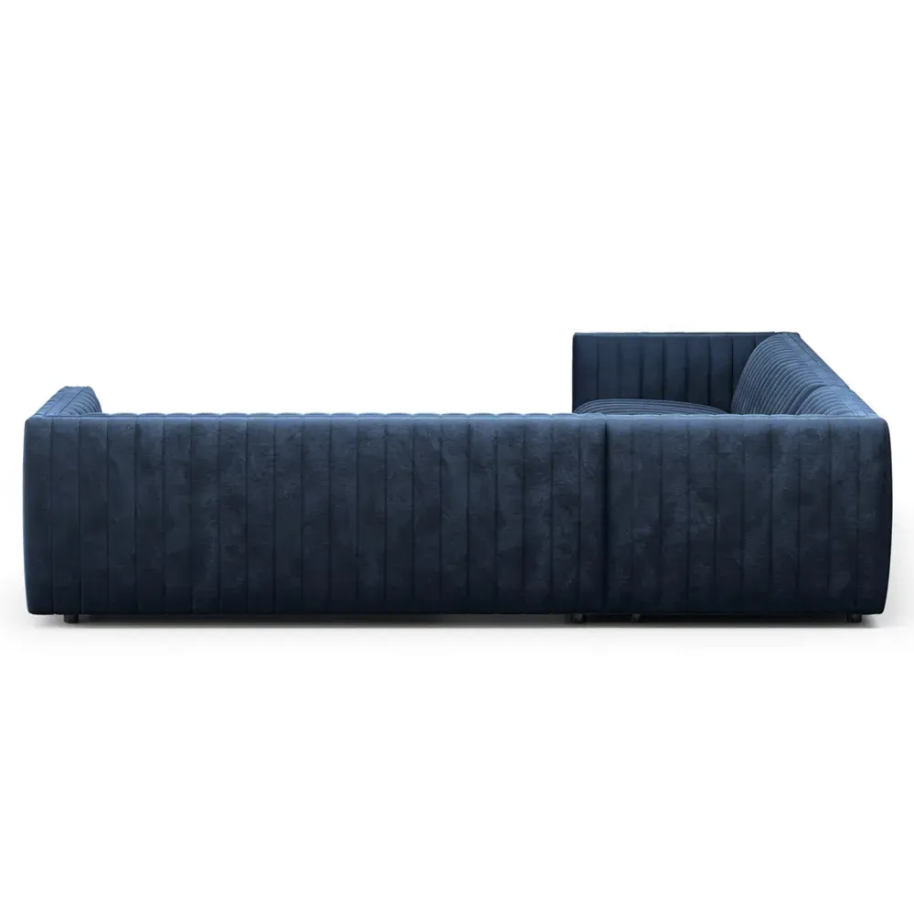 Leo Corner Sectional Sofa - Blue, Velvet