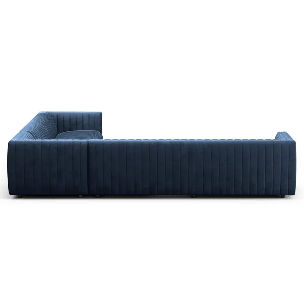 Leo Corner Sectional Sofa - Blue, Velvet