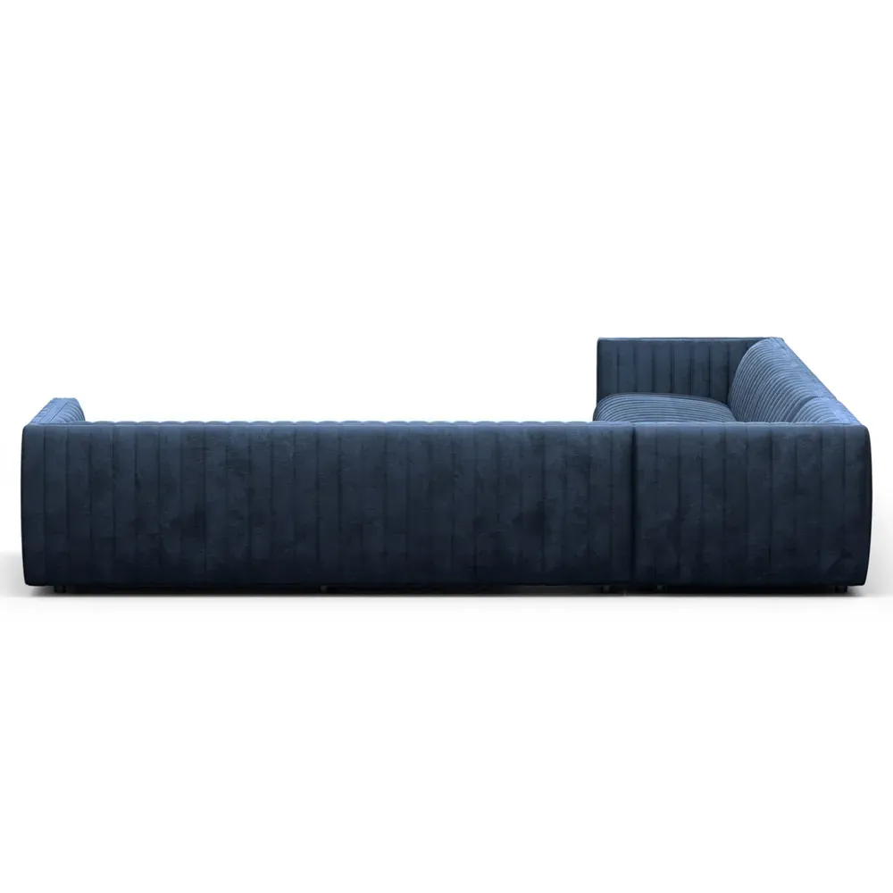 Leo Corner Sectional Sofa - Blue, Velvet