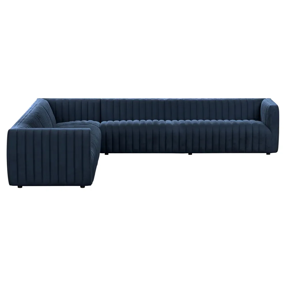 Leo Corner Sectional Sofa - Blue, Velvet