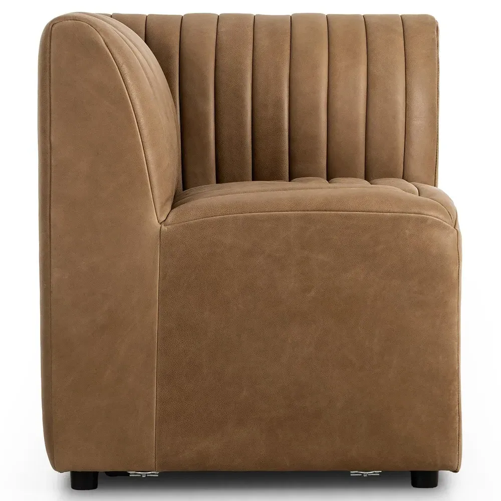 Leo Corner Tufted Dining Banquette - Brown, Leather