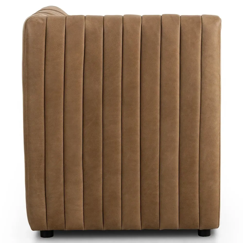Leo Corner Tufted Dining Banquette - Brown, Leather