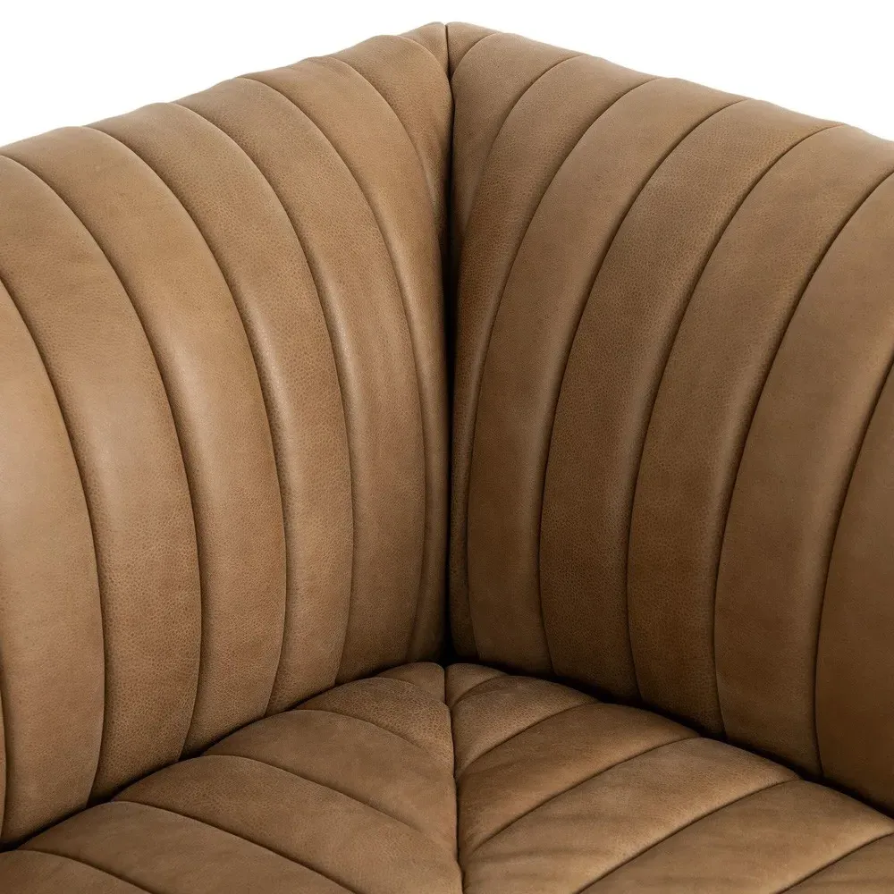 Leo Corner Tufted Dining Banquette - Brown, Leather