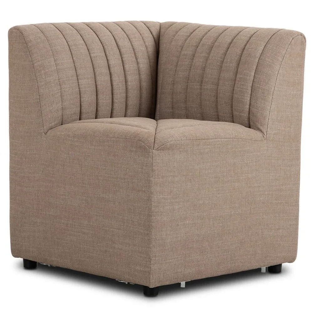 Leo Corner Tufted Dining Banquette - Taupe, Performance Fabric