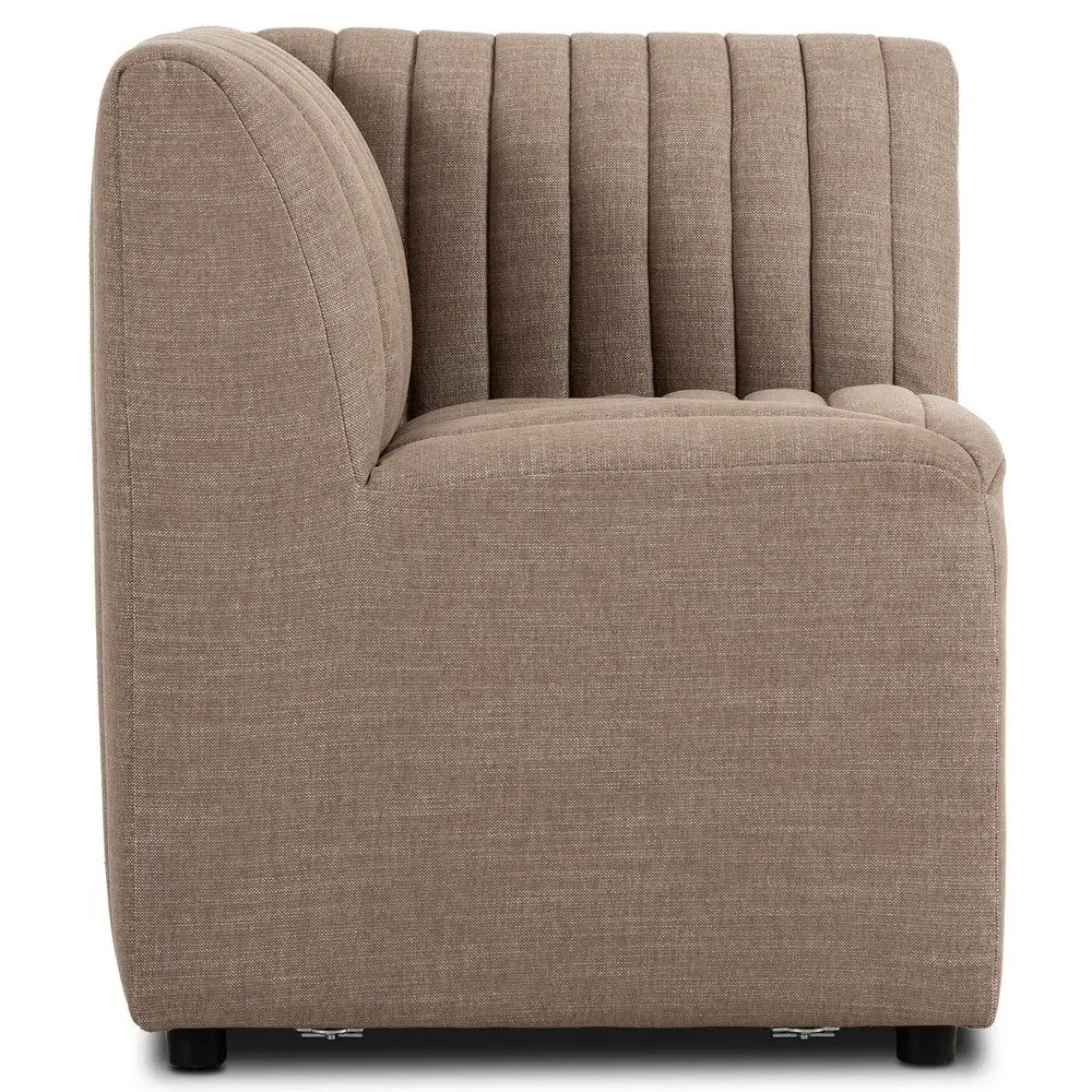 Leo Corner Tufted Dining Banquette - Taupe, Performance Fabric