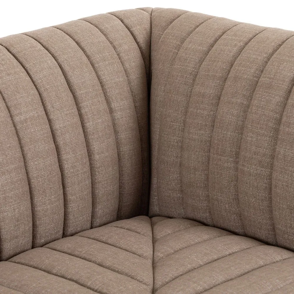 Leo Corner Tufted Dining Banquette - Taupe, Performance Fabric