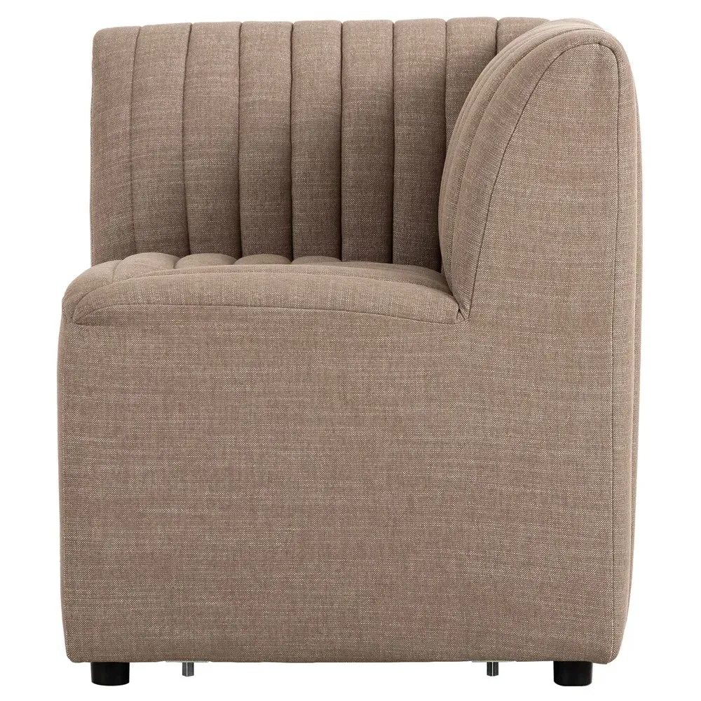 Leo Corner Tufted Dining Banquette - Taupe, Performance Fabric