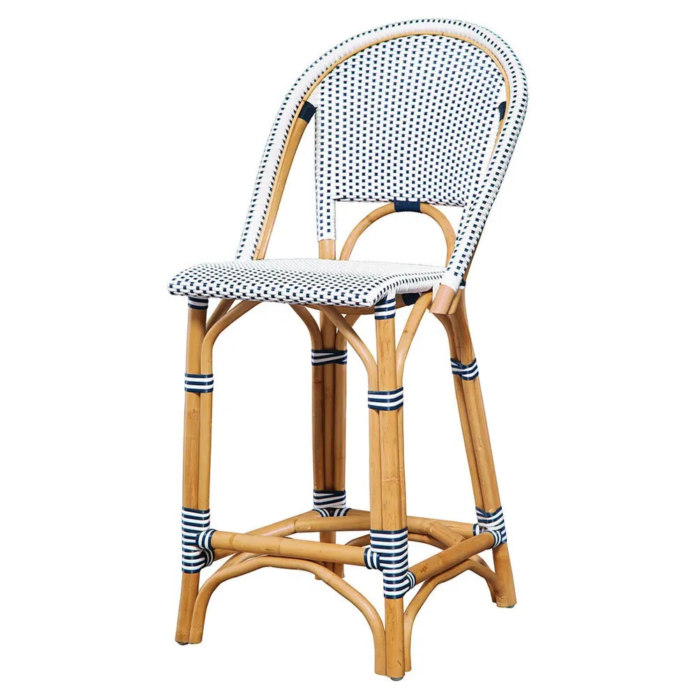 Leo Counter Stool - Blue, Rattan