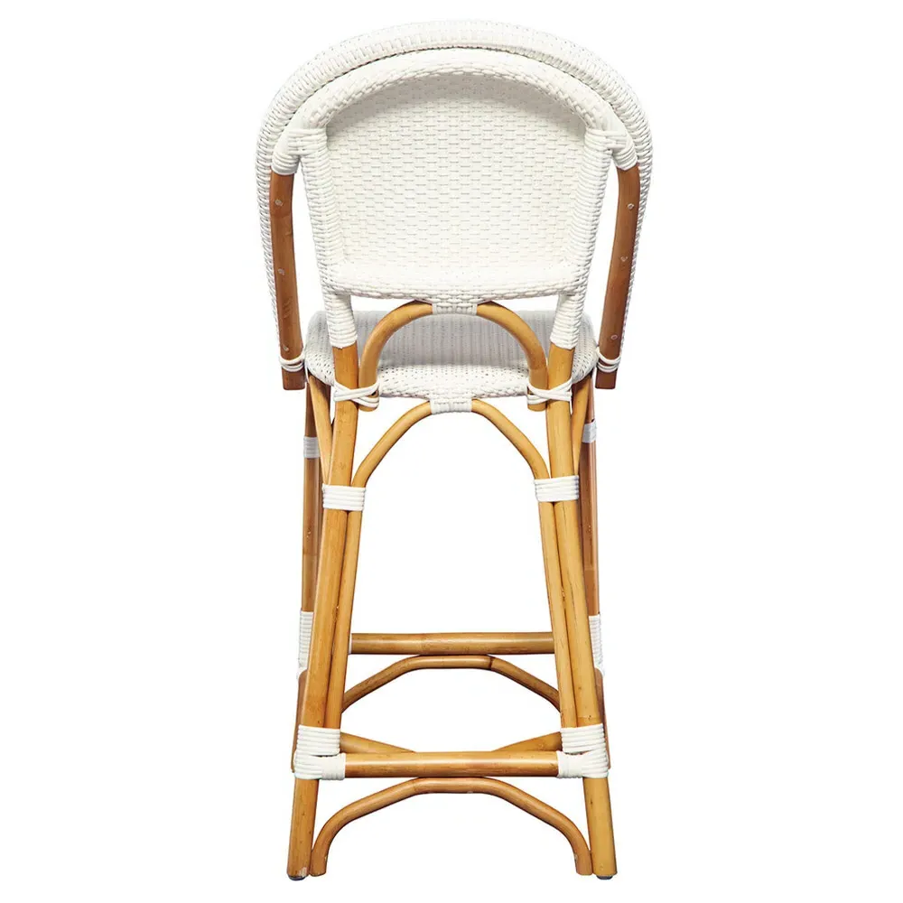 Leo Counter Stool - White, Rattan